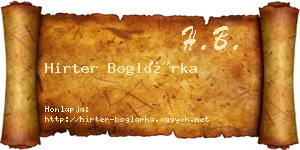 Hirter Boglárka névjegykártya